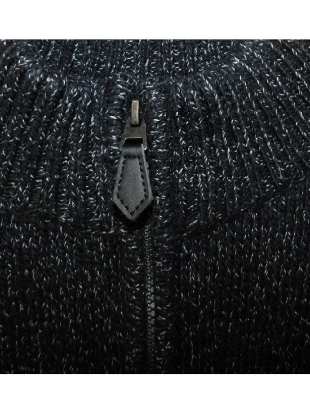 CHAPS Men's XXL Quarter Zip Sweater Black Marled Knit Classic Casual Preppy
